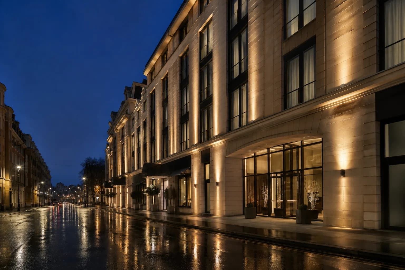 Midnight night facade